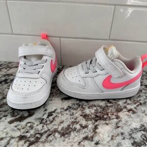 Nike Court Borough Low 2 Toddler Shoes Size 6C Pink White Yellow